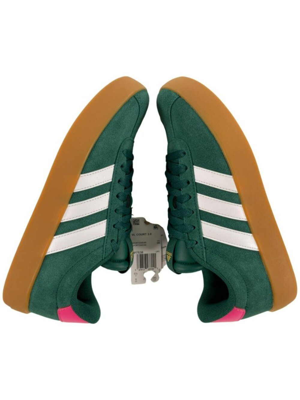 Adidas VL Court 3.0 Sportswear Sneakers Green Suede W/Pink Trim Women's Sz 8 NEW - Picture 3 of 12